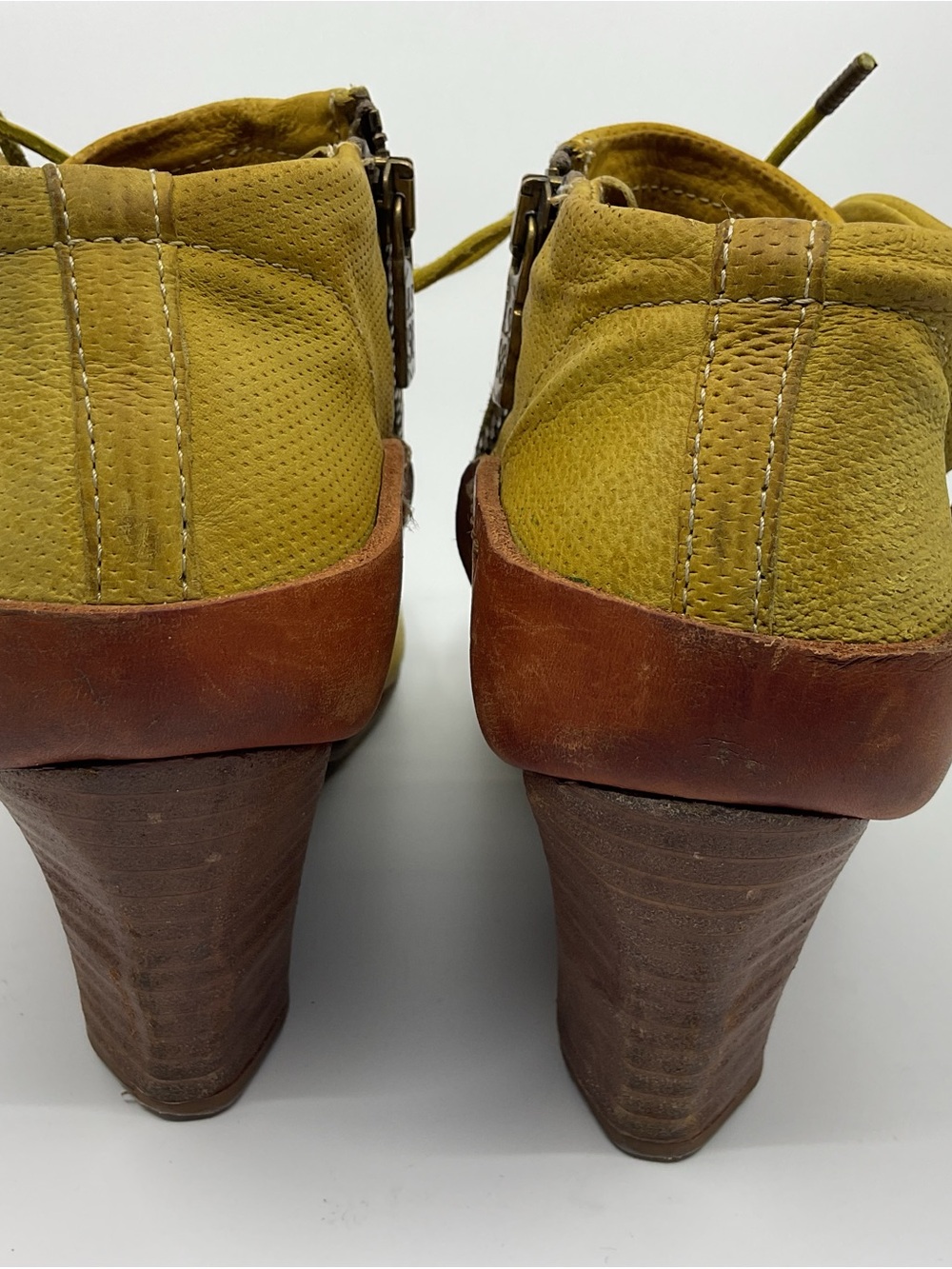 A.S.98 Olive Green Open-Toe Lace-Up Wedge Sandals - Picture 9 of 12